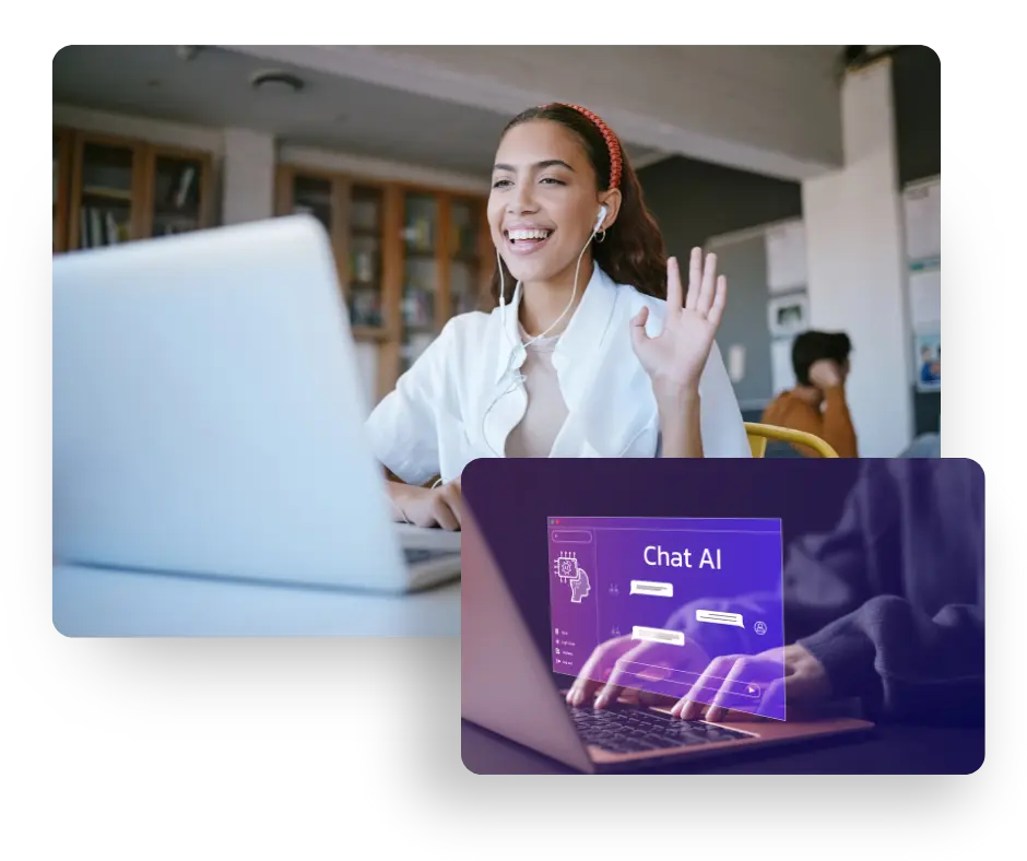 chica en clase virtual de IA de Webindays